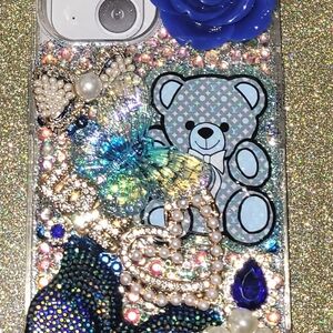 Decorative Blue and Silver Phone Case Fits Iphone 13/14/15/16e